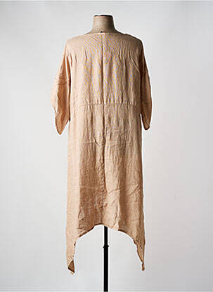 Robe mi-longue manches courtes manches courtes beige SOPHIA CURVY femme