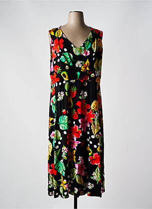 Robe mi-longue imprimé fleurs sans manche noir SEE YOU femme