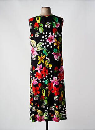 Robe mi-longue imprimé fleurs sans manche noir SEE YOU femme