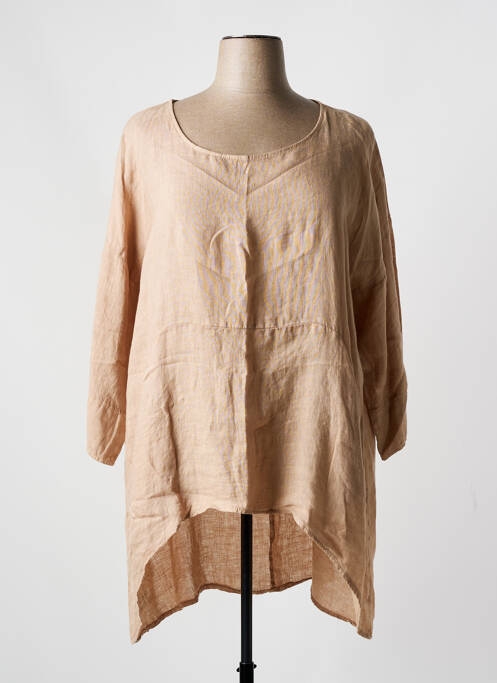 Tunique manches longues beige SOPHIA CURVY pour femme