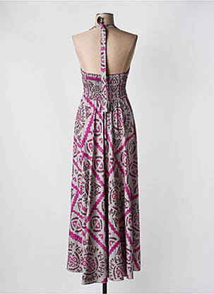 Robe longue imprimé fantaisie fines bretelles violet LAMANO femme