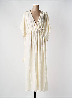 Robe longue manches courtes manches courtes beige JOHANNA PARIS femme