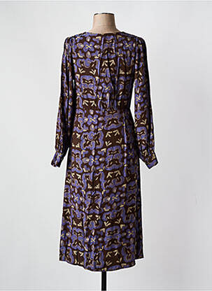 Robe mi-longue imprimé fantaisie manches longues marron SEE U SOON femme
