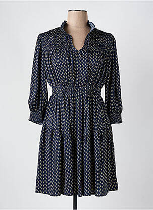 Robe courte manches 3/4 manches 3/4 bleu SEE U SOON femme