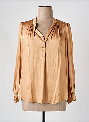 Blouse poignets boutonnés avec fente manches longues beige SEE U SOON femme