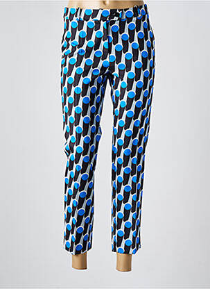 Pantalon 7/8 fermeture zippée sous rabat boutonné bleu HIPPOCAMPE femme