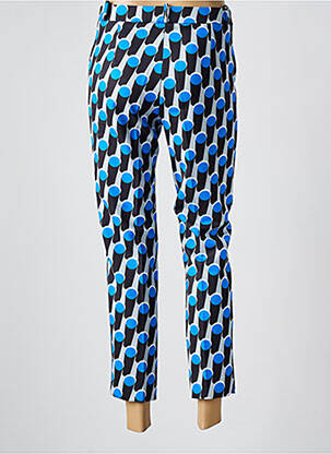 Pantalon 7/8 fermeture zippée sous rabat boutonné bleu HIPPOCAMPE femme