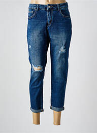Jeans coupe slim effet usé délavé taille normale bleu NEWPLAY femme