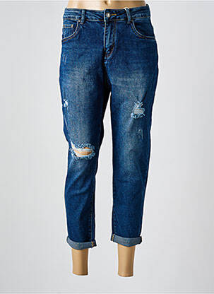Jeans coupe slim effet usé délavé taille normale bleu NEWPLAY femme