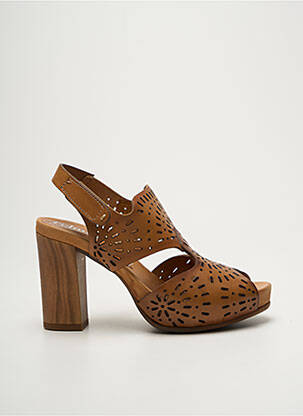 Sandales/nu pieds matière lisse talon de 7 à 9cm marron FELMINI femme