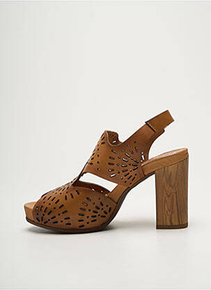 Sandales/nu pieds matière lisse talon de 7 à 9cm marron FELMINI femme