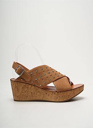 Sandales/nu pieds tissage satiné talon de 4 à 6cm marron FELMINI femme