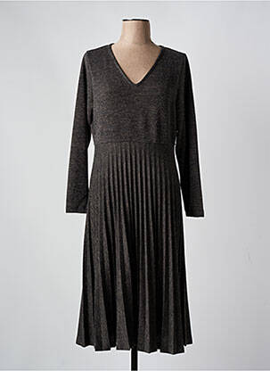 Robe mi-longue manches longues manches longues gris MALOKA femme