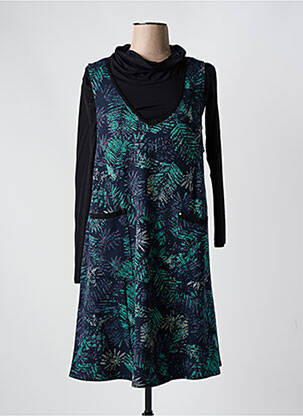 Robe mi-longue imprimé fantaisie manches longues bleu 3322 femme