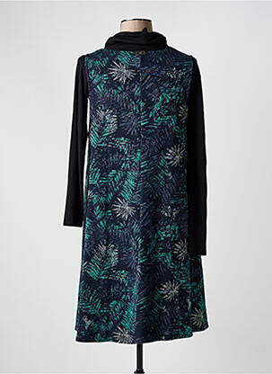 Robe mi-longue imprimé fantaisie manches longues bleu 3322 femme