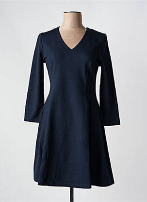 Robe mi-longue manches longues manches longues bleu MALOKA femme