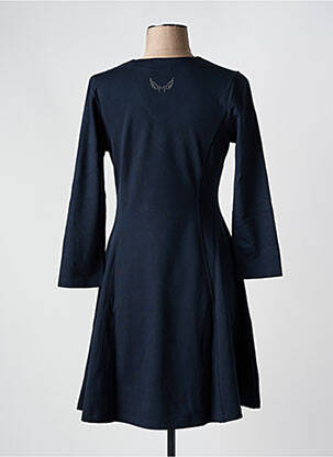 Robe mi-longue manches longues manches longues bleu MALOKA femme