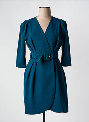 Robe mi-longue imprimé fantaisie manches longues vert SUNCOO femme