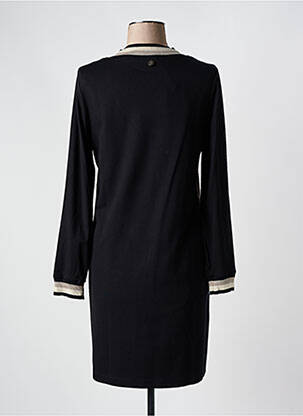 Robe mi-longue imprimé fantaisie manches longues noir MALOKA femme
