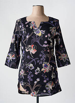 Blouse imprimé fantaisie manches 3/4 noir LA FIANCÉE femme