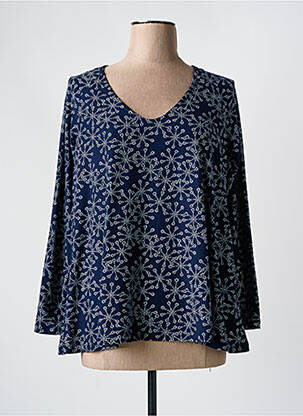 Top imprimé fantaisie manches longues bleu LA FIANCÉE femme