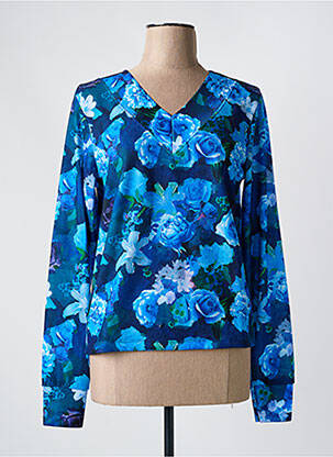 Pull col v manches longues bleu PAUL BRIAL femme