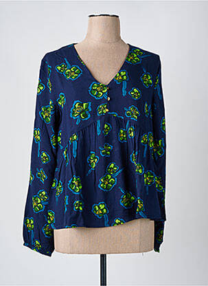 Blouse imprimé fantaisie manches longues bleu LA FIANCÉE femme