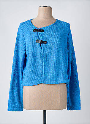Gilet manches longues col rond bleu MALOKA femme