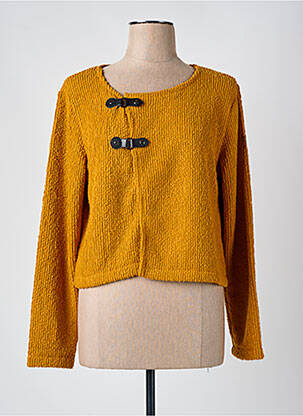 Gilet manches longues col rond jaune MALOKA femme