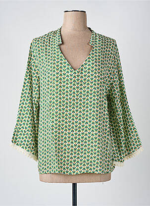 Blouse imprimé fantaisie manches 3/4 vert LA CIBLE ROUGE femme
