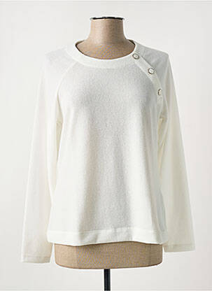Pull tissage chiné manches longues blanc MALOKA femme