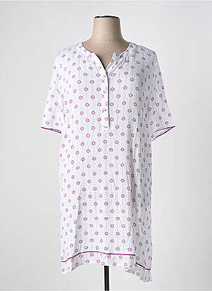 Chemise de nuit imprimé fleurs blanc CANAT femme