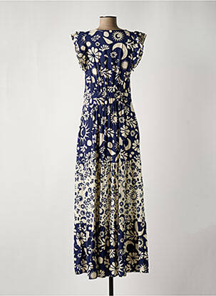 Robe longue imprimé fantaisie manches courtes bleu MD'M femme