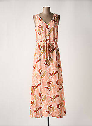 Robe longue imprimé fantaisie sans manche rose C'EST BEAU LA VIE femme