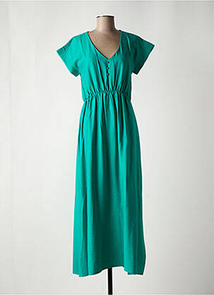 Robe longue manches courtes manches courtes vert C'EST BEAU LA VIE femme
