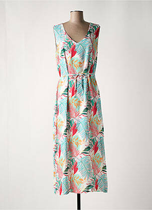 Robe mi-longue imprimé fantaisie sans manche bleu GRIFFON femme