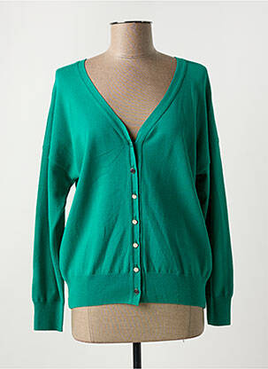 Gilet manches longues fermeture boutonnée sur le devant vert GRIFFON femme