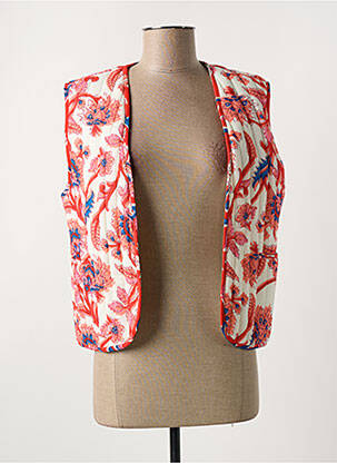 Gilet sans manche coupe droite rouge C'EST BEAU LA VIE femme