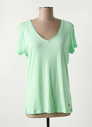 T-shirt col v manches courtes vert C'EST BEAU LA VIE femme