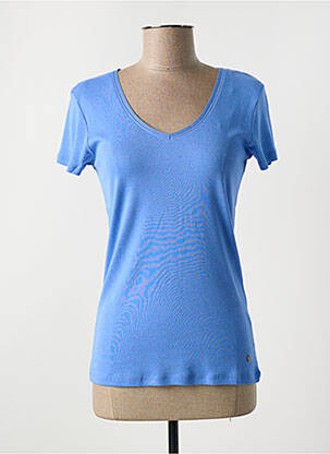 T-shirt col v manches courtes bleu C'EST BEAU LA VIE femme