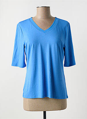 T-shirt col v manches courtes bleu BARBARA LEBEK femme