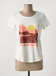 T-shirt sérigraphie floquée manches courtes blanc C'EST BEAU LA VIE femme