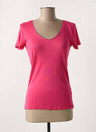 T-shirt col v manches courtes rose C'EST BEAU LA VIE femme