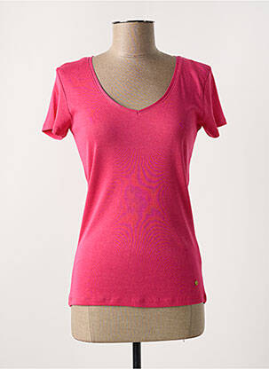 T-shirt col v manches courtes rose C'EST BEAU LA VIE femme