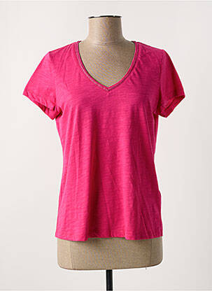 T-shirt col v manches courtes rose ÉTYMOLOGIE femme