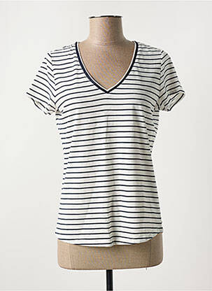 T-shirt col v manches courtes blanc ÉTYMOLOGIE femme