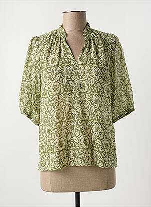 Blouse tissage popeline manches 3/4 vert C'EST BEAU LA VIE femme
