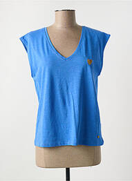 T-shirt col v manches courtes bleu C'EST BEAU LA VIE femme