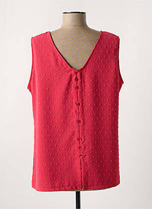 Blouse fermeture boutonnée au dos sans manche rouge AZAY femme