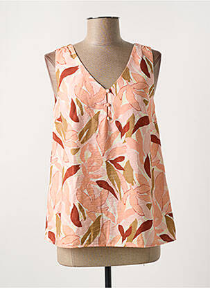 Blouse imprimé fantaisie sans manche orange C'EST BEAU LA VIE femme